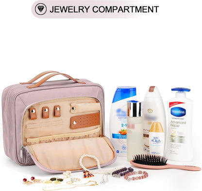 Travel Hanging Toiletry Bag for Women, Cruise Ship Essentials, with Jewelry Organizer, Extra Large Makeup Dopp Kit, Waterproof Cosmetic Bags, Toiletries Kit Set with Trolley Belt, Blue
