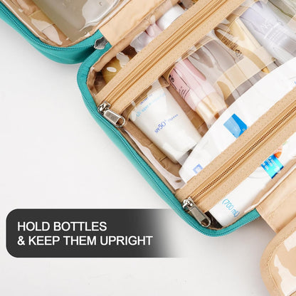 Travel Hanging Toiletry Bag for Women, Cruise Ship Essentials, with Jewelry Organizer, Extra Large Makeup Dopp Kit, Waterproof Cosmetic Bags, Toiletries Kit Set with Trolley Belt, Blue
