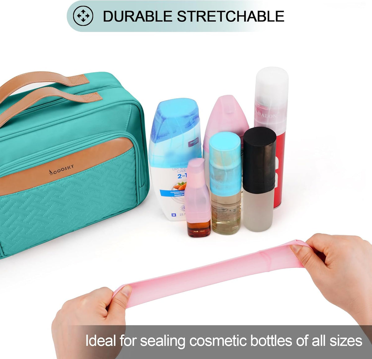 Travel Hanging Toiletry Bag for Women, Cruise Ship Essentials, with Jewelry Organizer, Extra Large Makeup Dopp Kit, Waterproof Cosmetic Bags, Toiletries Kit Set with Trolley Belt, Blue