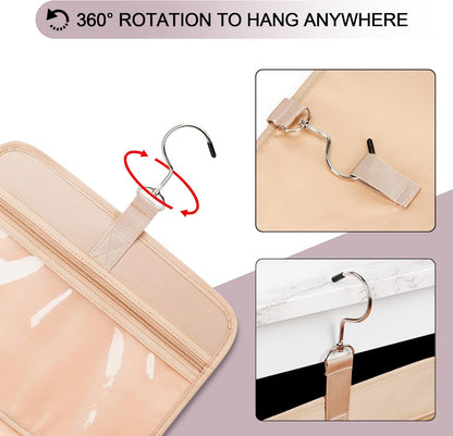 Travel Hanging Toiletry Bag for Women, Cruise Ship Essentials, with Jewelry Organizer, Extra Large Makeup Dopp Kit, Waterproof Cosmetic Bags, Toiletries Kit Set with Trolley Belt, Blue