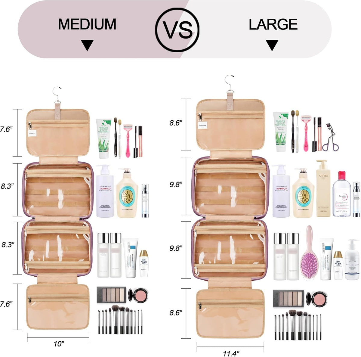 Travel Hanging Toiletry Bag for Women, Cruise Ship Essentials, with Jewelry Organizer, Extra Large Makeup Dopp Kit, Waterproof Cosmetic Bags, Toiletries Kit Set with Trolley Belt, Blue