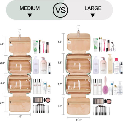 Travel Hanging Toiletry Bag for Women, Cruise Ship Essentials, with Jewelry Organizer, Extra Large Makeup Dopp Kit, Waterproof Cosmetic Bags, Toiletries Kit Set with Trolley Belt, Blue