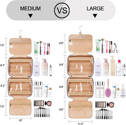 Travel Hanging Toiletry Bag for Women, Cruise Ship Essentials, with Jewelry Organizer, Extra Large Makeup Dopp Kit, Waterproof Cosmetic Bags, Toiletries Kit Set with Trolley Belt, Blue