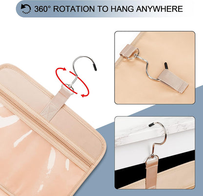 Travel Hanging Toiletry Bag for Women, Cruise Ship Essentials, with Jewelry Organizer, Extra Large Makeup Dopp Kit, Waterproof Cosmetic Bags, Toiletries Kit Set with Trolley Belt, Blue
