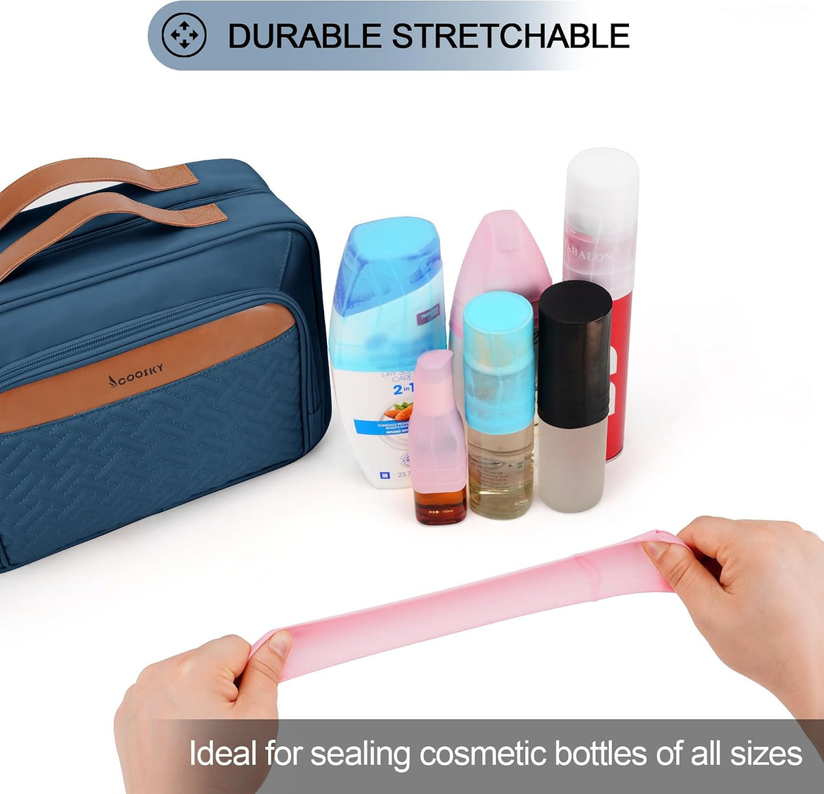 Travel Hanging Toiletry Bag for Women, Cruise Ship Essentials, with Jewelry Organizer, Extra Large Makeup Dopp Kit, Waterproof Cosmetic Bags, Toiletries Kit Set with Trolley Belt, Blue