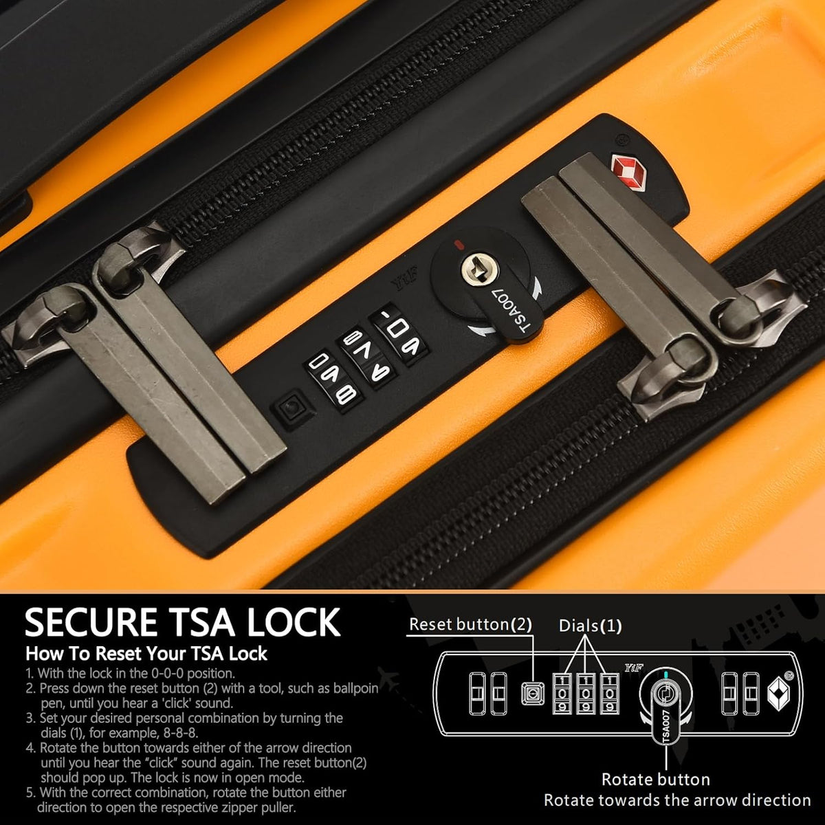 16" Carry on Luggage with 2 Laptop Compartments, Lightweight Hardshell ABS+PC Suitcase with Dual Control TSA Lock, with YKK Zipper, 4 Spinner Silent Wheels, for Business Travel, Black