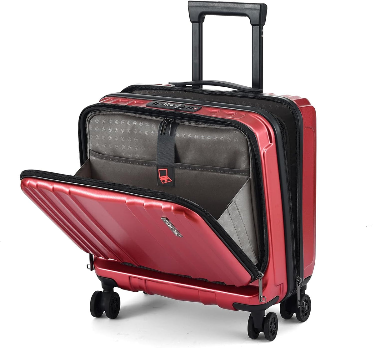 16" Carry on Luggage with 2 Laptop Compartments, Lightweight Hardshell ABS+PC Suitcase with Dual Control TSA Lock, with YKK Zipper, 4 Spinner Silent Wheels, for Business Travel, Black