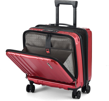 16" Carry on Luggage with 2 Laptop Compartments, Lightweight Hardshell ABS+PC Suitcase with Dual Control TSA Lock, with YKK Zipper, 4 Spinner Silent Wheels, for Business Travel, Black