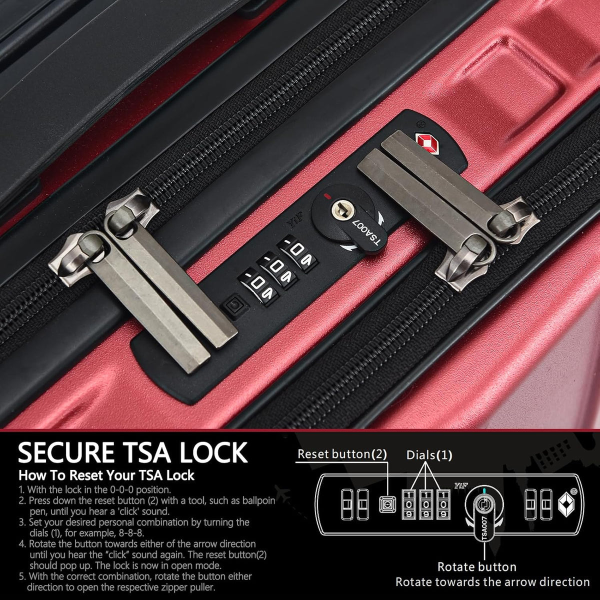 16" Carry on Luggage with 2 Laptop Compartments, Lightweight Hardshell ABS+PC Suitcase with Dual Control TSA Lock, with YKK Zipper, 4 Spinner Silent Wheels, for Business Travel, Black