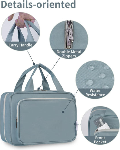 Hanging Toiletry Bag for Women Travel Checkered Makeup Bag Organizer Toiletries Bag for Travel Size Essentials, Accessories, Brushes, Cosmetics (Green Checkerboard (Medium))