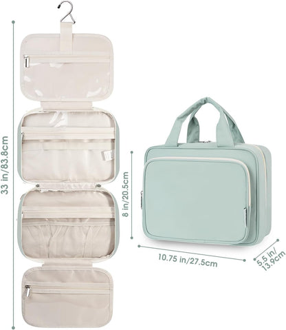 Hanging Toiletry Bag for Women Travel Checkered Makeup Bag Organizer Toiletries Bag for Travel Size Essentials, Accessories, Brushes, Cosmetics (Green Checkerboard (Medium))