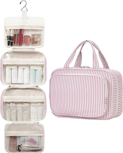 Hanging Toiletry Bag for Women Travel Checkered Makeup Bag Organizer Toiletries Bag for Travel Size Essentials, Accessories, Brushes, Cosmetics (Green Checkerboard (Medium))