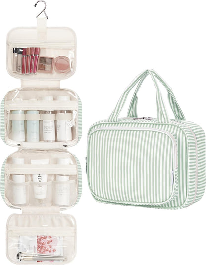 Hanging Toiletry Bag for Women Travel Checkered Makeup Bag Organizer Toiletries Bag for Travel Size Essentials, Accessories, Brushes, Cosmetics (Green Checkerboard (Medium))