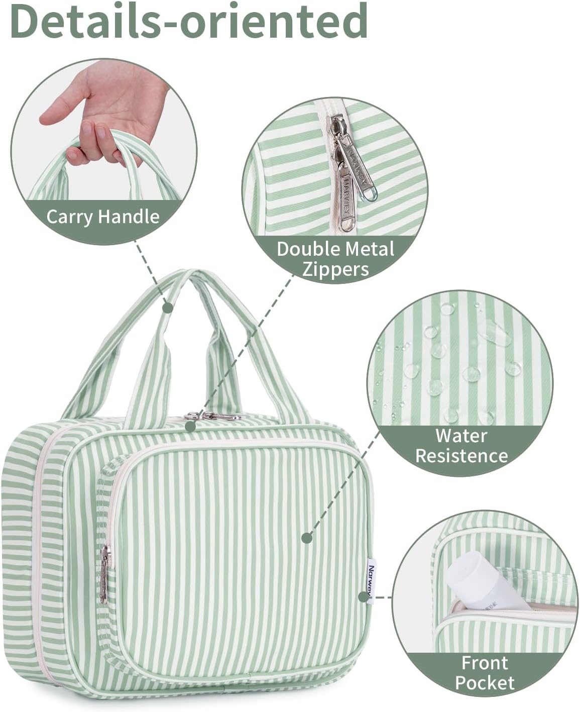 Hanging Toiletry Bag for Women Travel Checkered Makeup Bag Organizer Toiletries Bag for Travel Size Essentials, Accessories, Brushes, Cosmetics (Green Checkerboard (Medium))