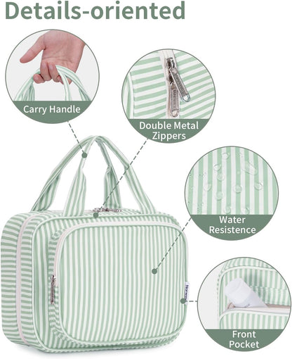 Hanging Toiletry Bag for Women Travel Checkered Makeup Bag Organizer Toiletries Bag for Travel Size Essentials, Accessories, Brushes, Cosmetics (Green Checkerboard (Medium))