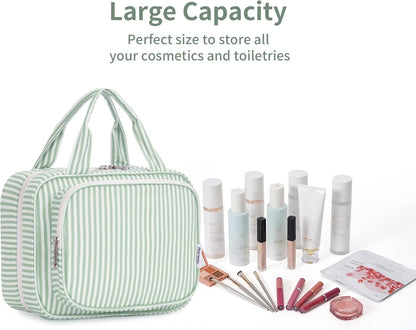 Hanging Toiletry Bag for Women Travel Checkered Makeup Bag Organizer Toiletries Bag for Travel Size Essentials, Accessories, Brushes, Cosmetics (Green Checkerboard (Medium))