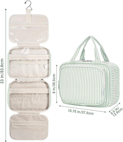Hanging Toiletry Bag for Women Travel Checkered Makeup Bag Organizer Toiletries Bag for Travel Size Essentials, Accessories, Brushes, Cosmetics (Green Checkerboard (Medium))