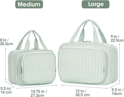 Hanging Toiletry Bag for Women Travel Checkered Makeup Bag Organizer Toiletries Bag for Travel Size Essentials, Accessories, Brushes, Cosmetics (Green Checkerboard (Medium))