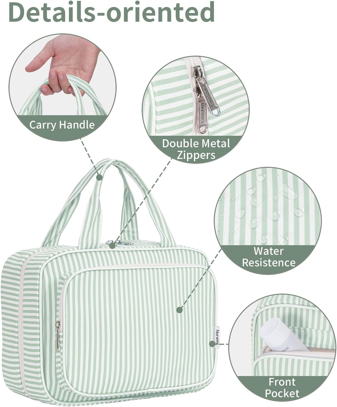 Hanging Toiletry Bag for Women Travel Checkered Makeup Bag Organizer Toiletries Bag for Travel Size Essentials, Accessories, Brushes, Cosmetics (Green Checkerboard (Medium))