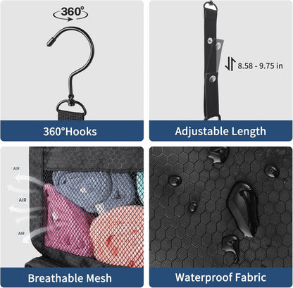 Suitcase Organizer, Travel Luggage Organizer hanging packing cubes for travel，portable hanging travel shelves Collapsible closet organizer for Carry-on (Black, Medium)