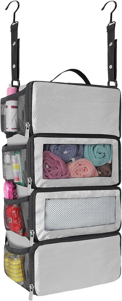 Suitcase Organizer, Travel Luggage Organizer hanging packing cubes for travel，portable hanging travel shelves Collapsible closet organizer for Carry-on (Black, Medium)