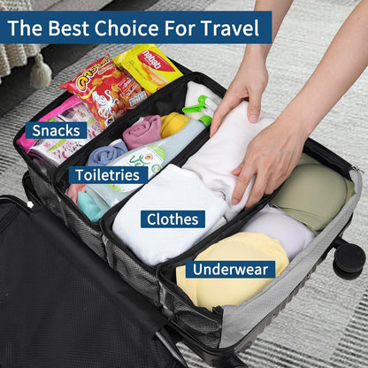 Suitcase Organizer, Travel Luggage Organizer hanging packing cubes for travel，portable hanging travel shelves Collapsible closet organizer for Carry-on (Black, Medium)