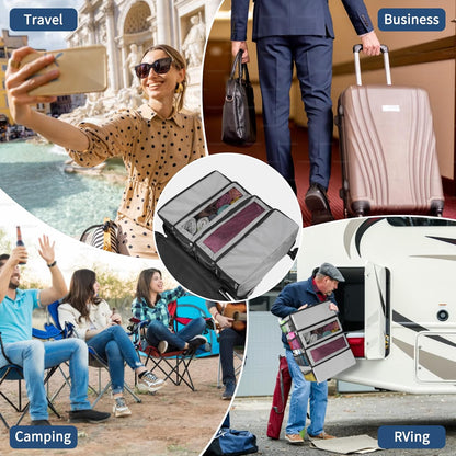 Suitcase Organizer, Travel Luggage Organizer hanging packing cubes for travel，portable hanging travel shelves Collapsible closet organizer for Carry-on (Black, Medium)
