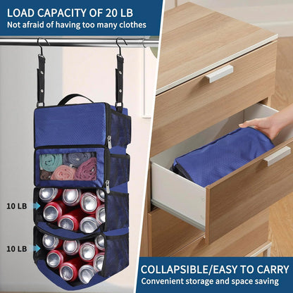 Suitcase Organizer, Travel Luggage Organizer hanging packing cubes for travel，portable hanging travel shelves Collapsible closet organizer for Carry-on (Black, Medium)