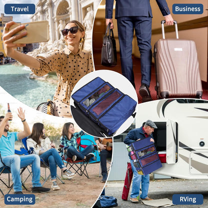 Suitcase Organizer, Travel Luggage Organizer hanging packing cubes for travel，portable hanging travel shelves Collapsible closet organizer for Carry-on (Black, Medium)