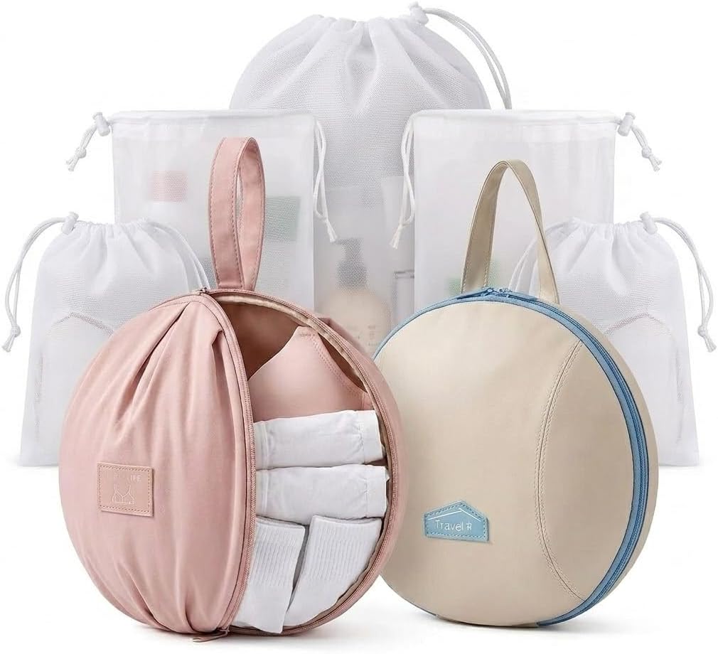 7 Pcs Travel Packing Cubes Suitcase Organizer Bags Set - 2 Underwear Organizers & 5 Wash Laundry Bags for Luggage Travel Essentials