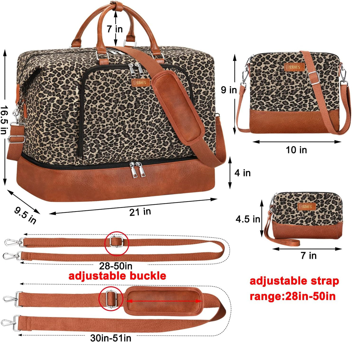 Travel Weekender Bag for Women, 21" Overnight Bag with Shoe Compartment 50L Large Travel Duffel Bag Carry On Tote for Weekend, Overnight, Business Trips, Water Resistant