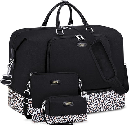 Travel Weekender Bag for Women, 21" Overnight Bag with Shoe Compartment 50L Large Travel Duffel Bag Carry On Tote for Weekend, Overnight, Business Trips, Water Resistant