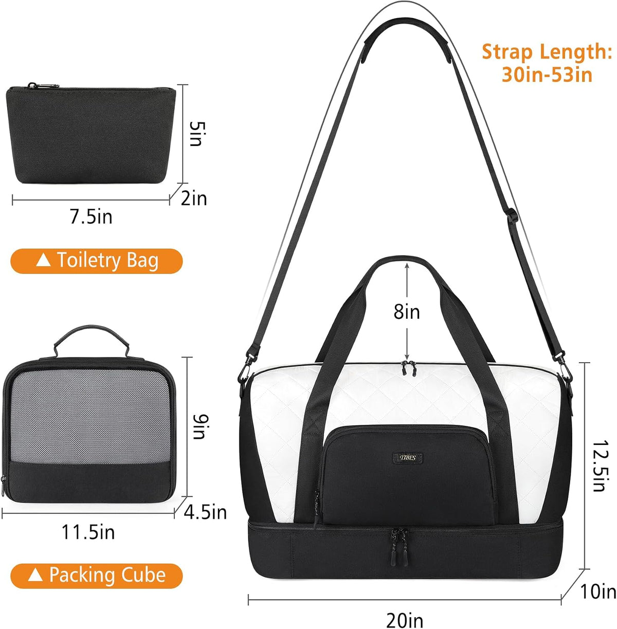 Travel Weekender Bag for Women, 21" Overnight Bag with Shoe Compartment 50L Large Travel Duffel Bag Carry On Tote for Weekend, Overnight, Business Trips, Water Resistant