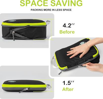 Compression Packing Cubes, Ultralight Luggage Organizer Bags, Travel Essentials for Carry on Suitcase (White)