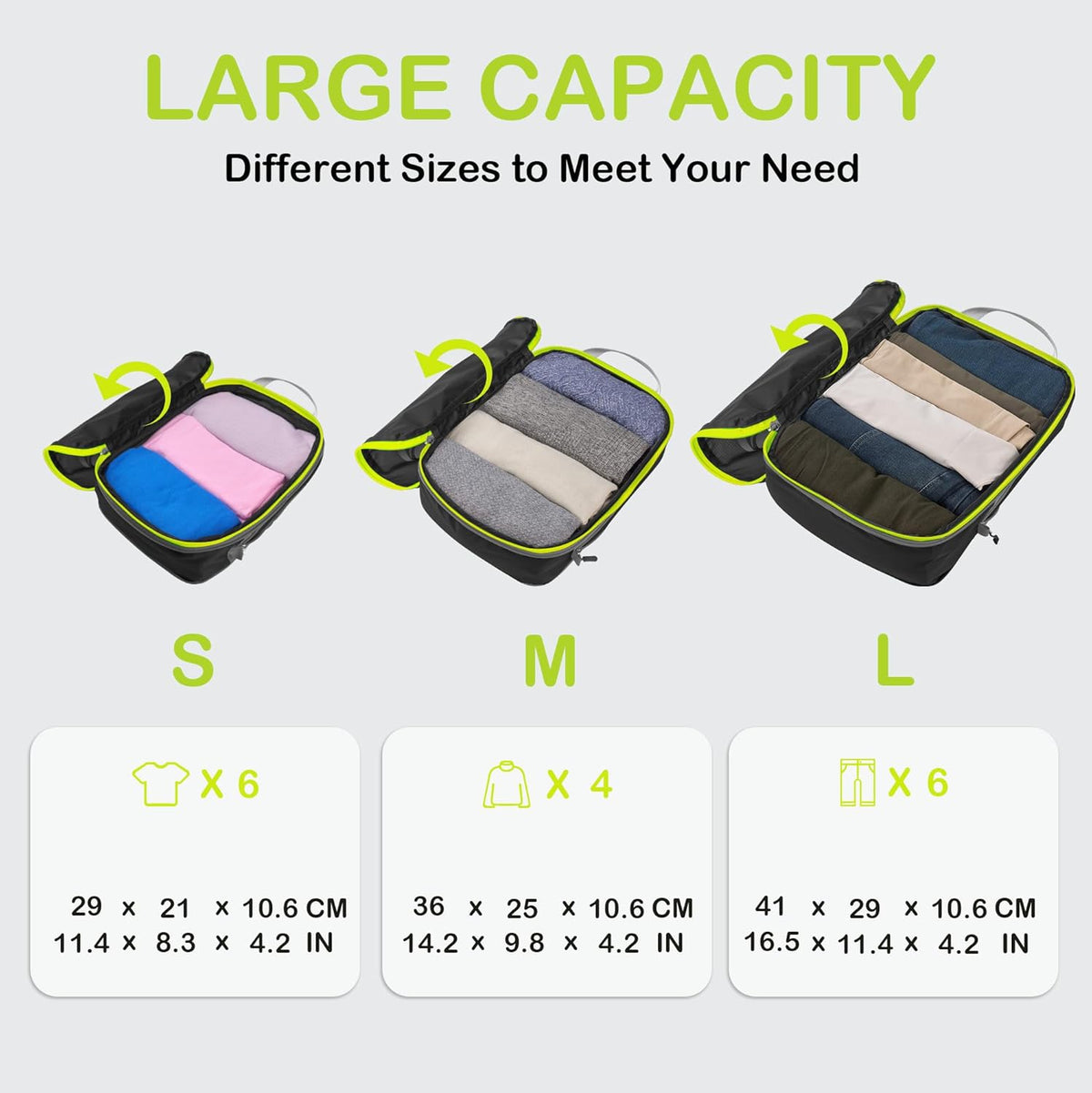 Compression Packing Cubes, Ultralight Luggage Organizer Bags, Travel Essentials for Carry on Suitcase (White)