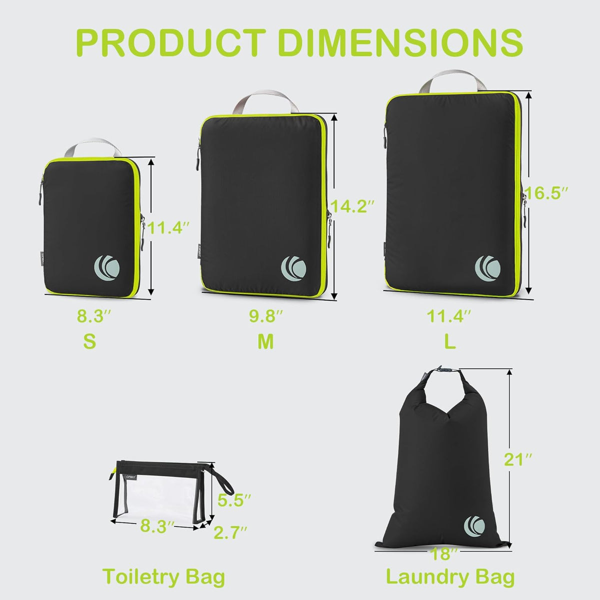 Compression Packing Cubes, Ultralight Luggage Organizer Bags, Travel Essentials for Carry on Suitcase (White)