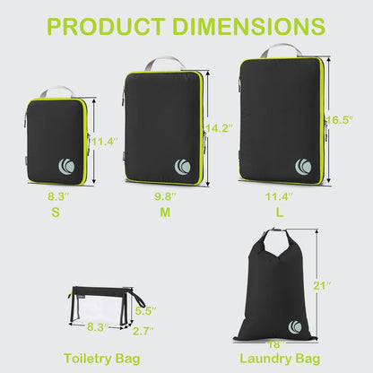 Compression Packing Cubes, Ultralight Luggage Organizer Bags, Travel Essentials for Carry on Suitcase (White)