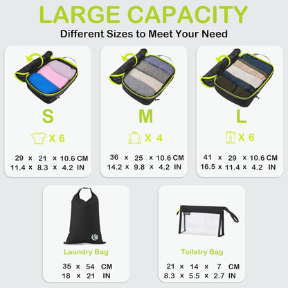 Compression Packing Cubes, Ultralight Luggage Organizer Bags, Travel Essentials for Carry on Suitcase (White)