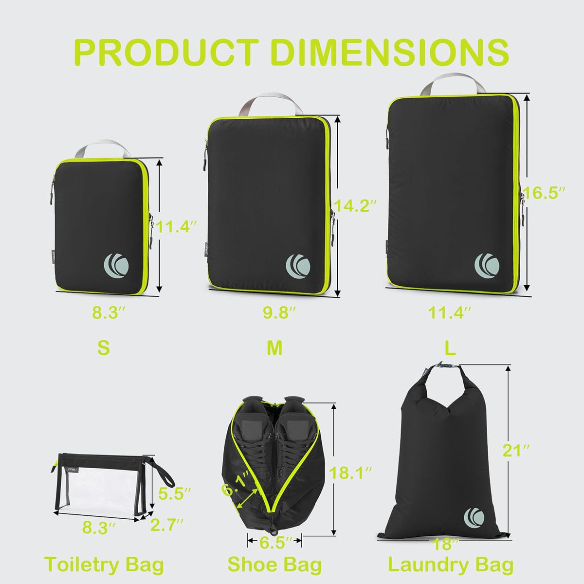 Compression Packing Cubes, Ultralight Luggage Organizer Bags, Travel Essentials for Carry on Suitcase (White)