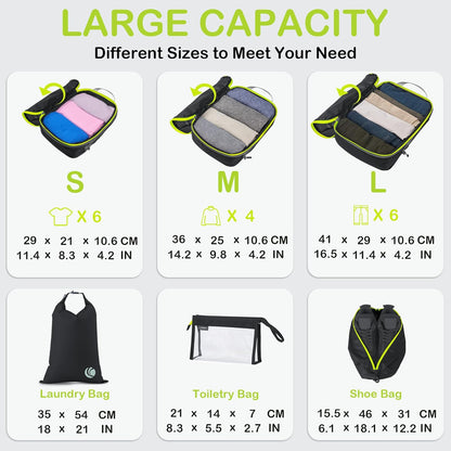 Compression Packing Cubes, Ultralight Luggage Organizer Bags, Travel Essentials for Carry on Suitcase (White)