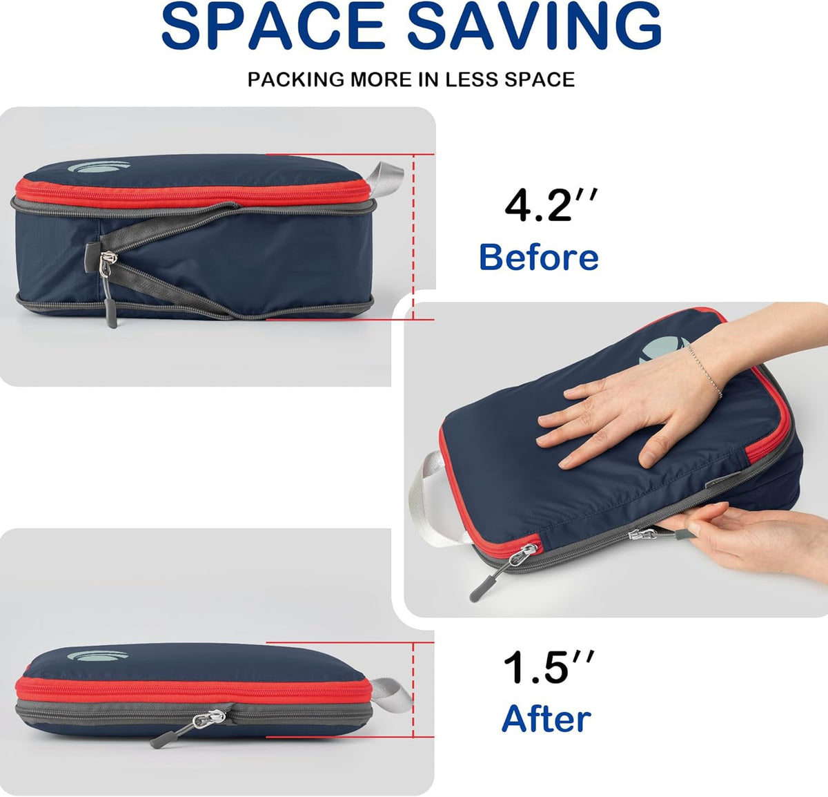 Compression Packing Cubes, Ultralight Luggage Organizer Bags, Travel Essentials for Carry on Suitcase (White)