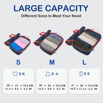 Compression Packing Cubes, Ultralight Luggage Organizer Bags, Travel Essentials for Carry on Suitcase (White)