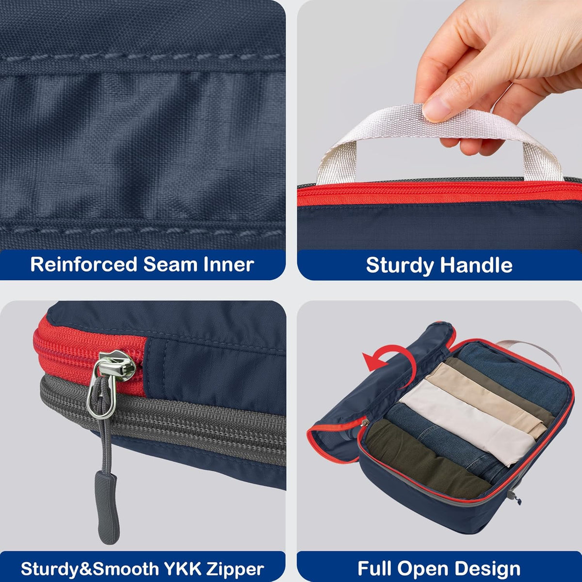 Compression Packing Cubes, Ultralight Luggage Organizer Bags, Travel Essentials for Carry on Suitcase (White)