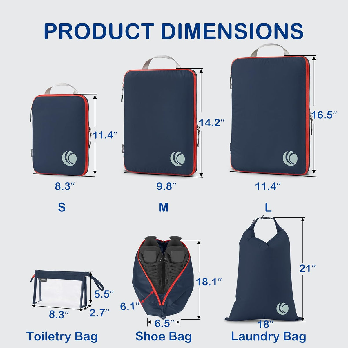Compression Packing Cubes, Ultralight Luggage Organizer Bags, Travel Essentials for Carry on Suitcase (White)