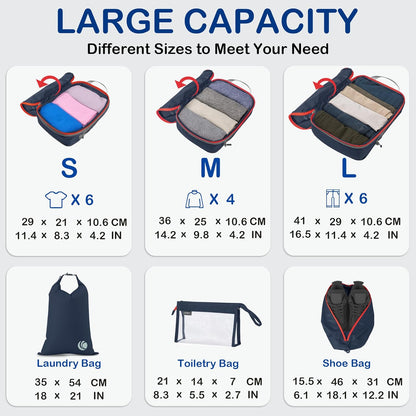 Compression Packing Cubes, Ultralight Luggage Organizer Bags, Travel Essentials for Carry on Suitcase (White)