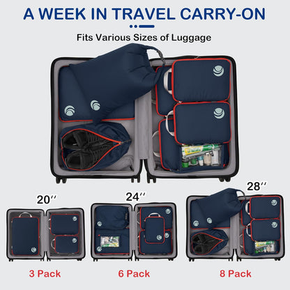 Compression Packing Cubes, Ultralight Luggage Organizer Bags, Travel Essentials for Carry on Suitcase (White)