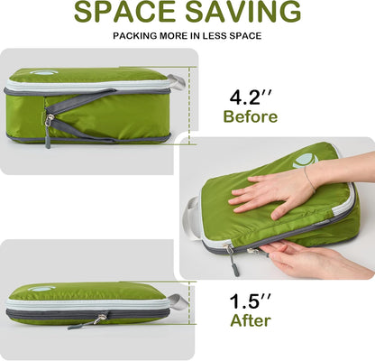 Compression Packing Cubes, Ultralight Luggage Organizer Bags, Travel Essentials for Carry on Suitcase (White)