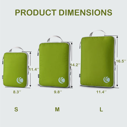 Compression Packing Cubes, Ultralight Luggage Organizer Bags, Travel Essentials for Carry on Suitcase (White)