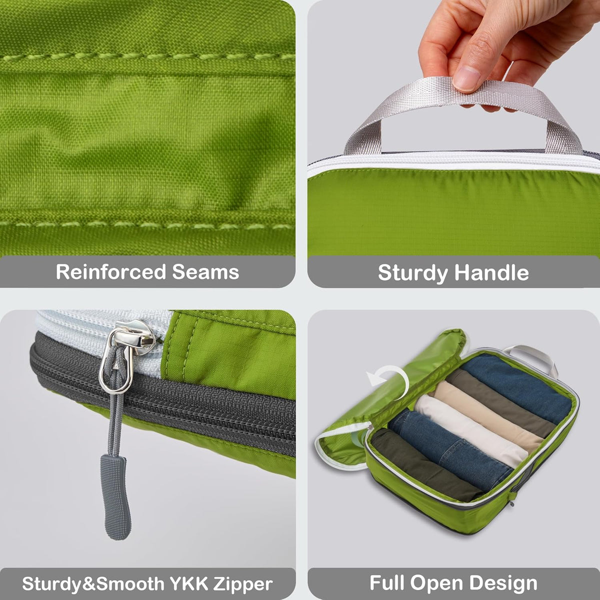 Compression Packing Cubes, Ultralight Luggage Organizer Bags, Travel Essentials for Carry on Suitcase (White)