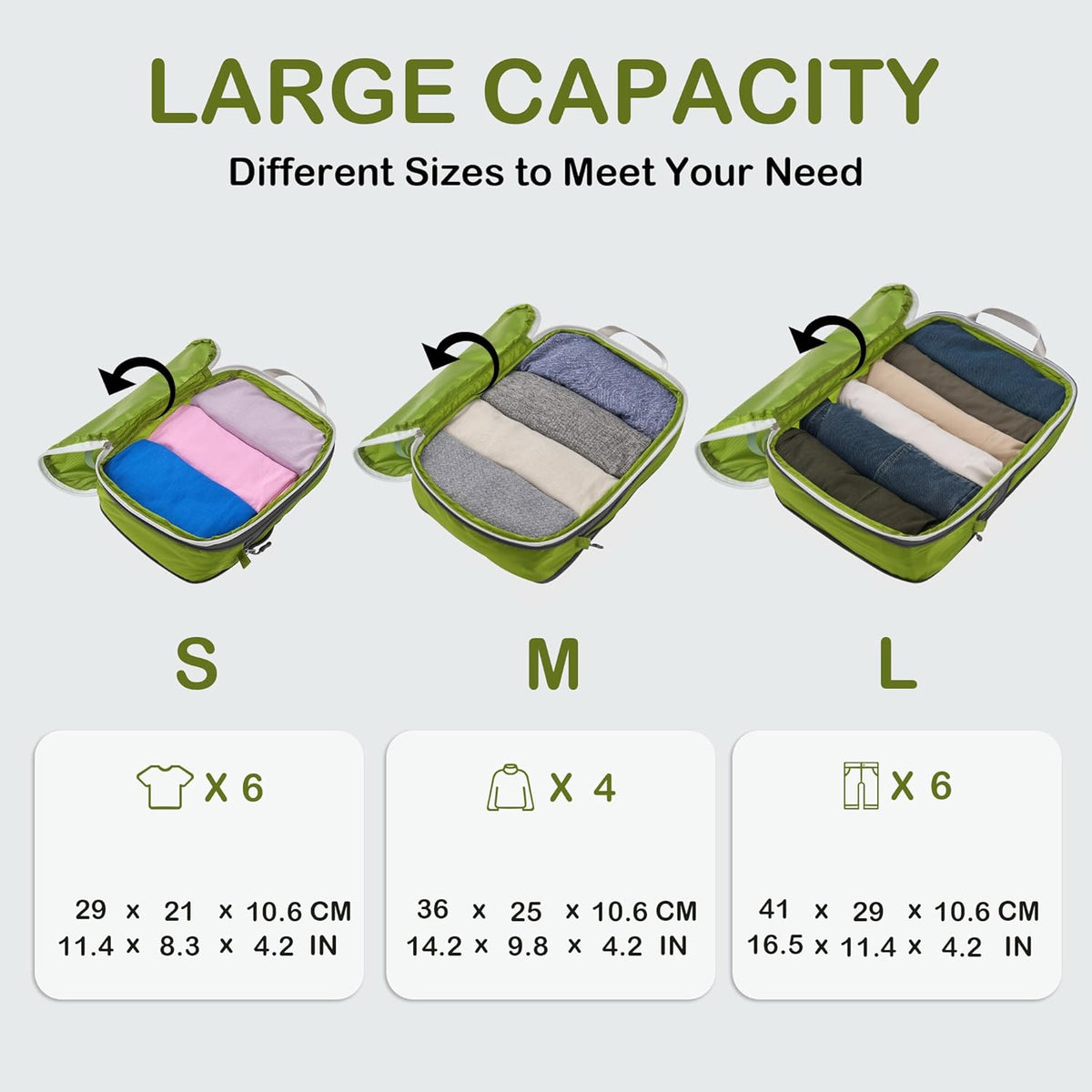 Compression Packing Cubes, Ultralight Luggage Organizer Bags, Travel Essentials for Carry on Suitcase (White)